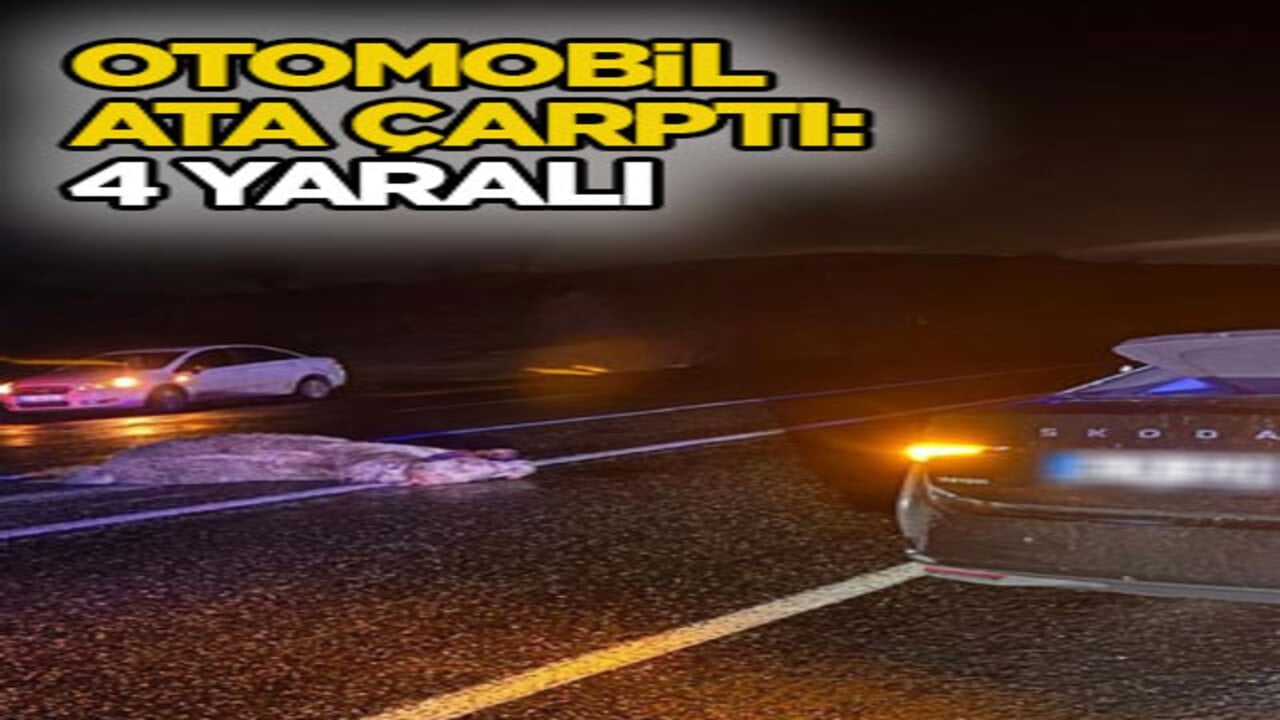 Otomobil ata çarptı: 4 yaralı