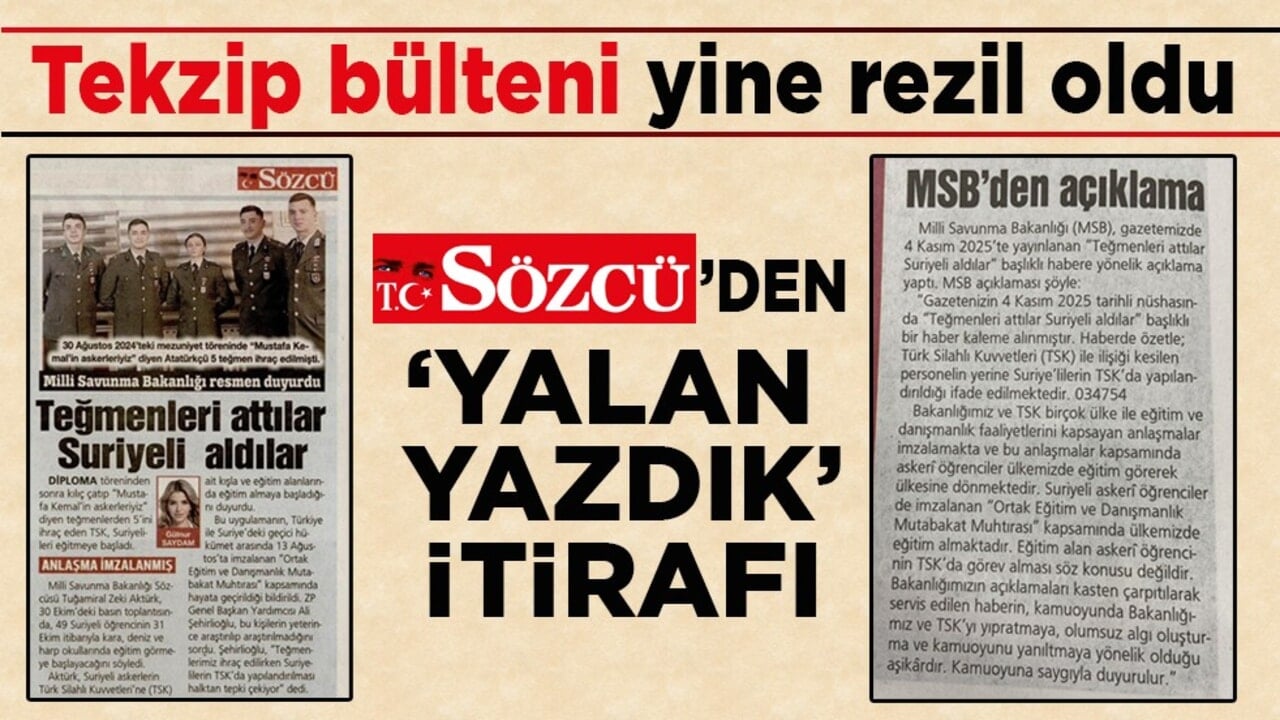 Tekzip bülteni yine rezil oldu! Sözcü’den ‘yalan yazdık’ itirafı