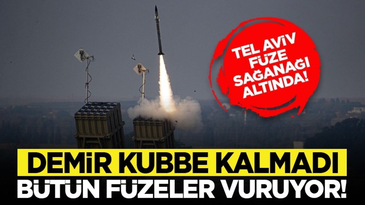 Tel Aviv füze sağanağı altında! Demir kubbe kalmadı bütün füzeler vuruyor!