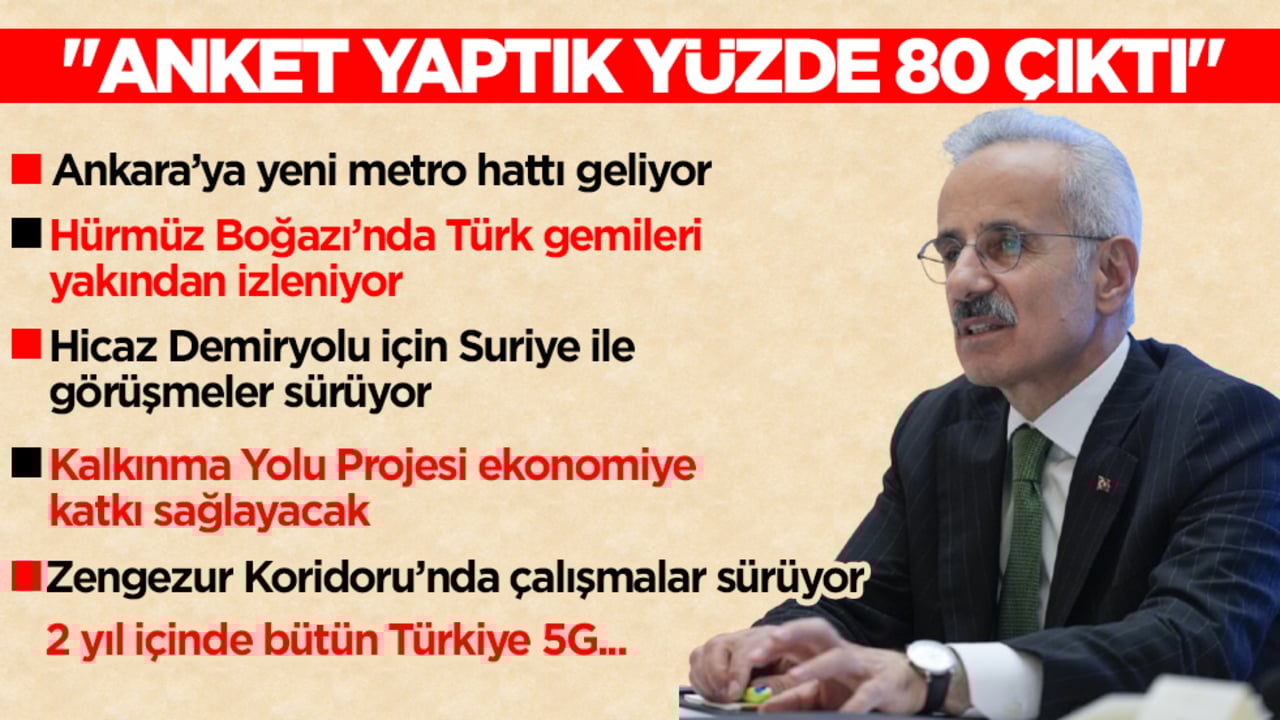 Ulaştırma Bakanı merak edilen sonucu paylaştı: Anket yaptık yüzde 80 çıktı