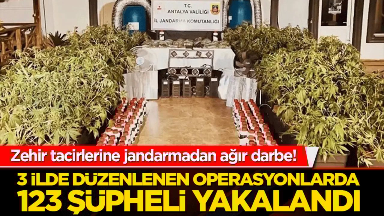 Zehir tacirlerine jandarmadan ağır darbe! 3 ilde düzenlenen operasyonlarda 123 şüpheli yakalandı