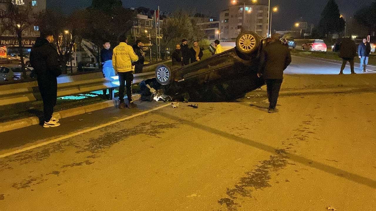 Bursa'da otomobil takla atıp ters durdu: 1 yaralı
