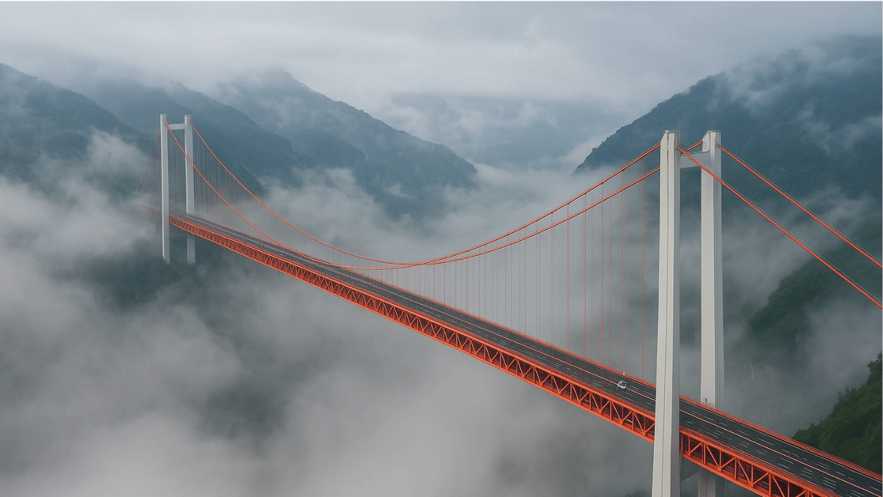 Dünyanın en yüksek köprüsü açıldı: 625 metrede "Bulutların Üzerinde" yolculuk başladı