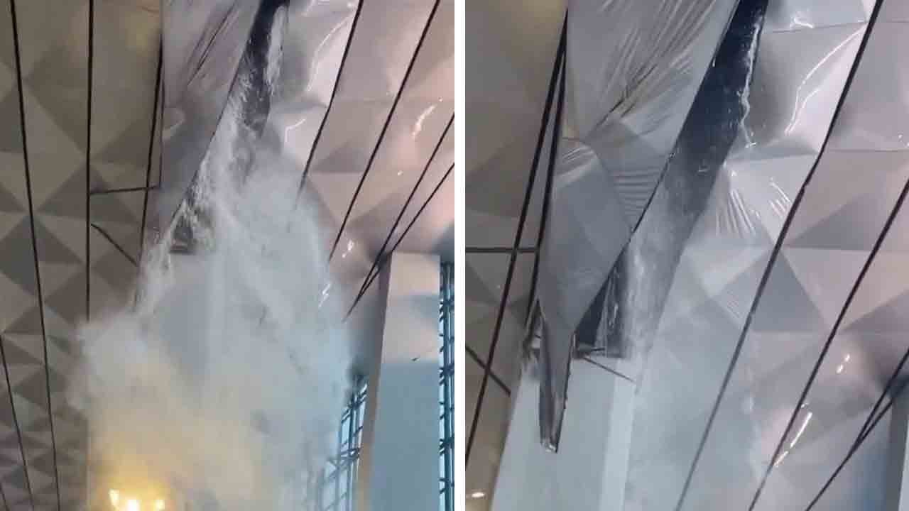 Fırtına felaketi: Terminal su altında, uçuşlar aksadı