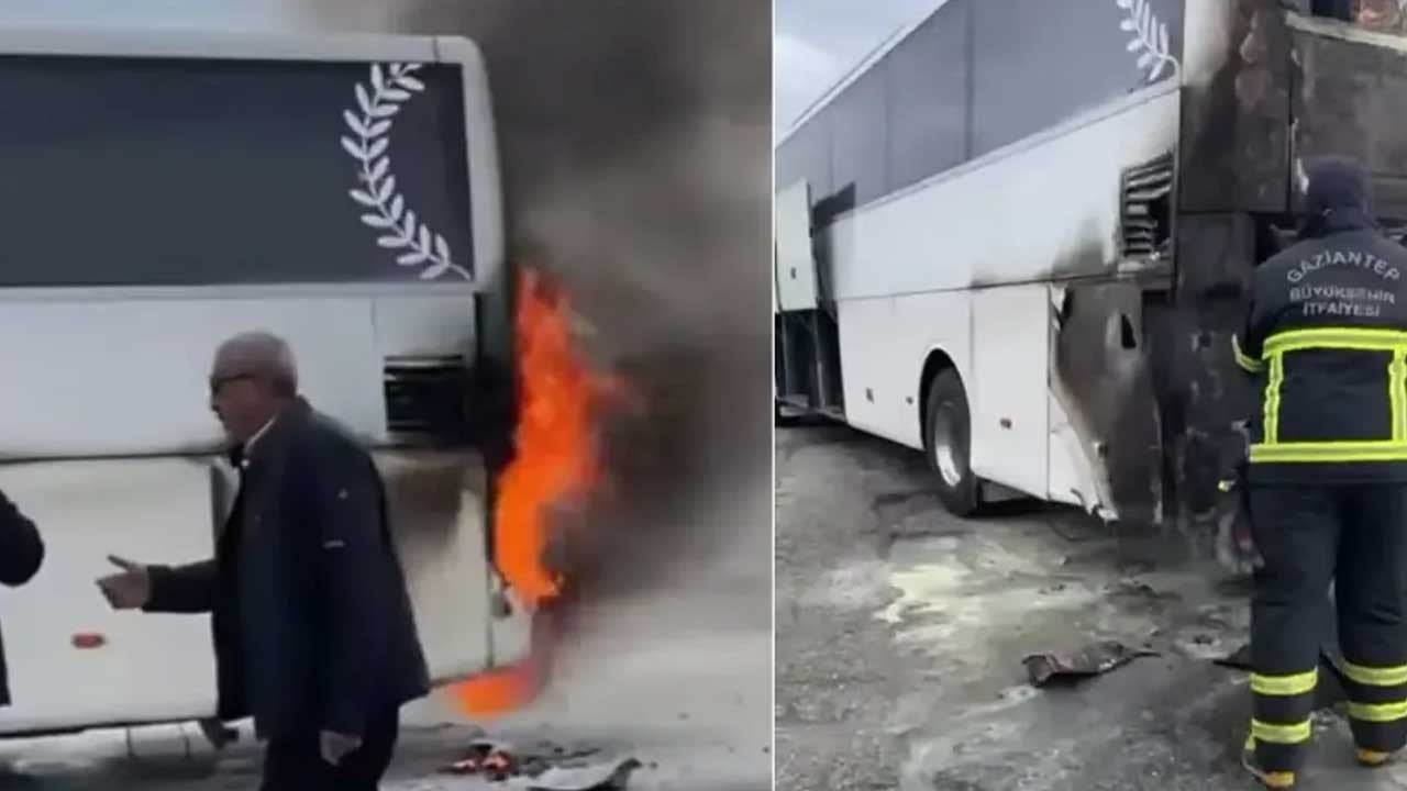 Gaziantep'te korku dolu anlar! Yolcu otobüsünde yangın çıktı
