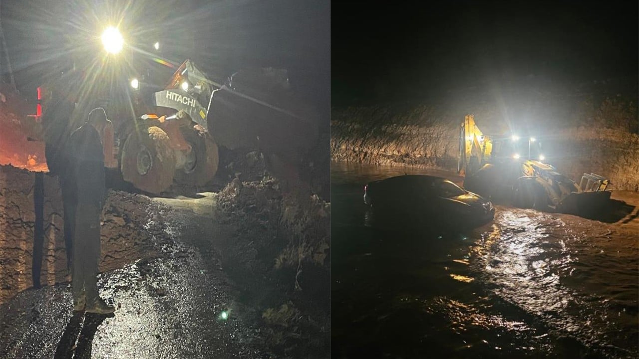 Gercüş’te heyelan yüzünden mahsur kalan vatandaşlar kurtarıldı