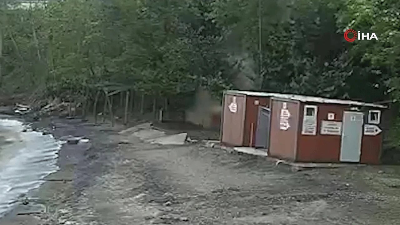 Kediye çarpmamak için manevra yapan araç plaja uçtu!