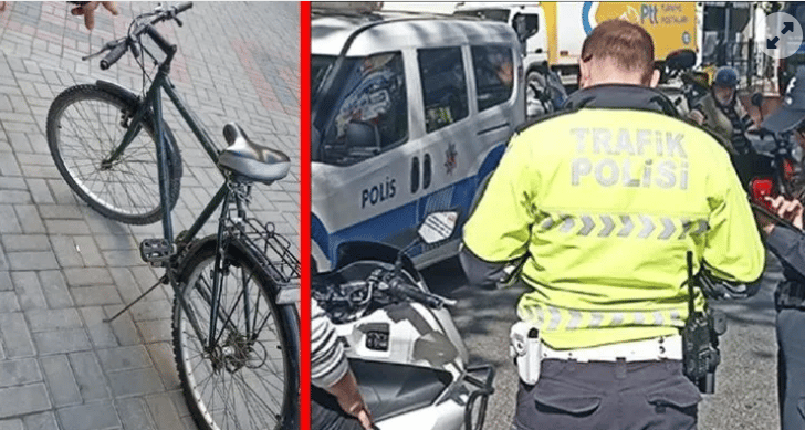 Polisten akrobasi hareketleri yapan bisikletliye tokat gibi uyarı: Ceza yazılmaz sanmayın!