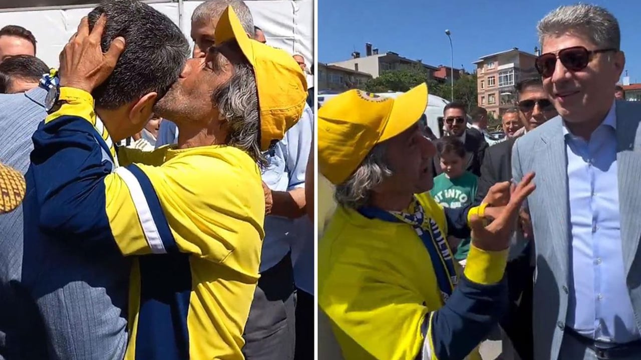 Rambo Okan, gönlündeki başkan adayını alnından öptü!