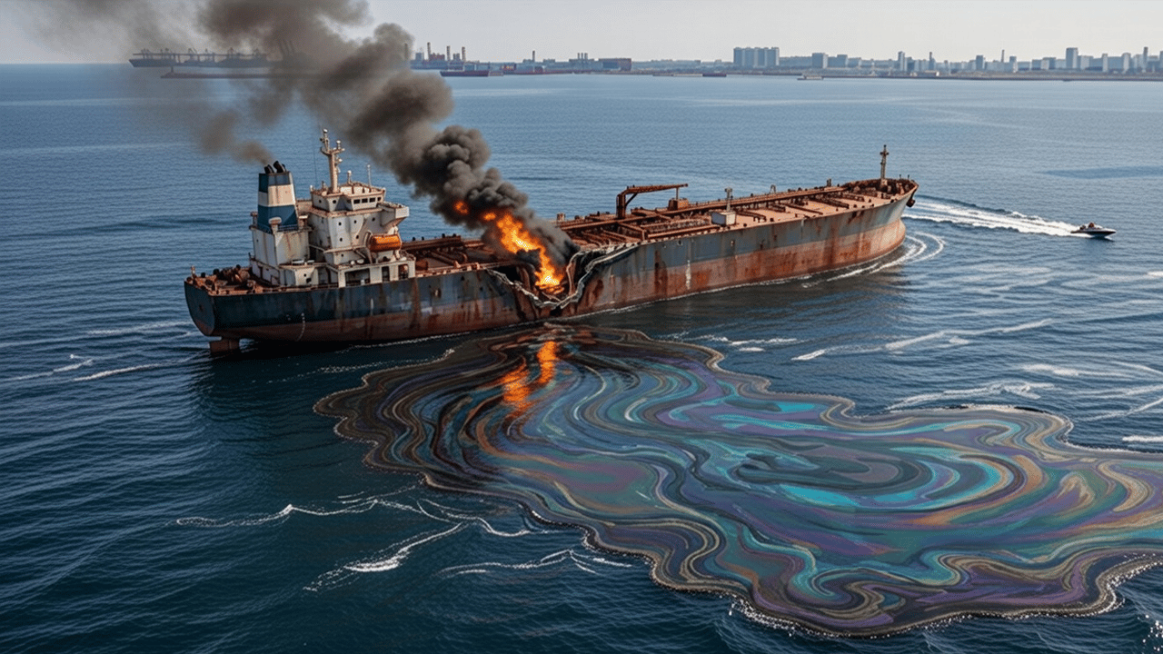 Vurulan tankerden Basra Körfezi'ne petrol sızıyor!