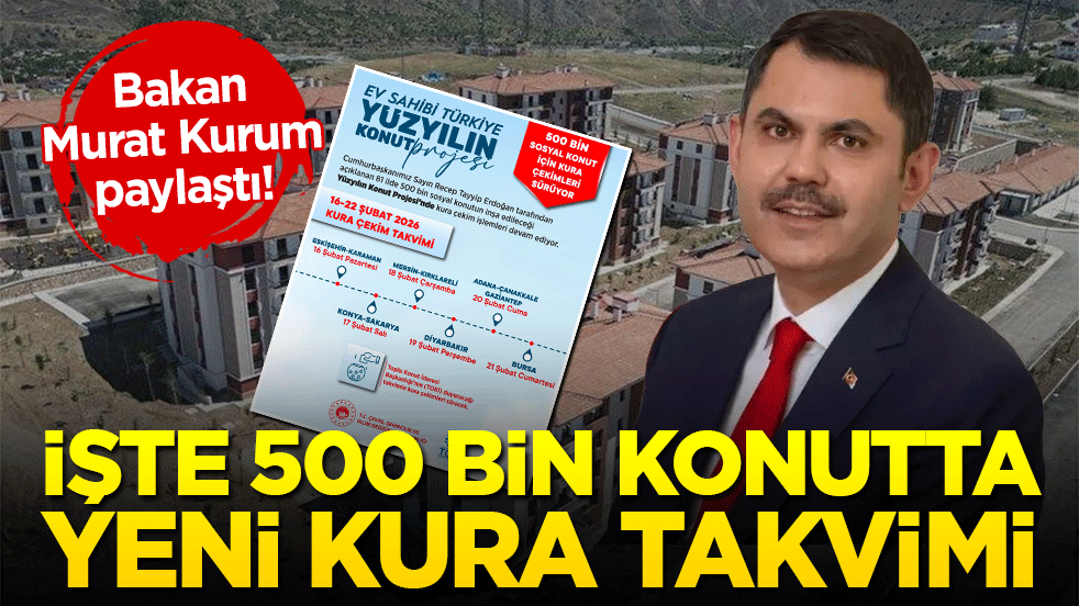 Bakan Murat Kurum paylaştı! İşte 500 bin konutta yeni kura takvimi
