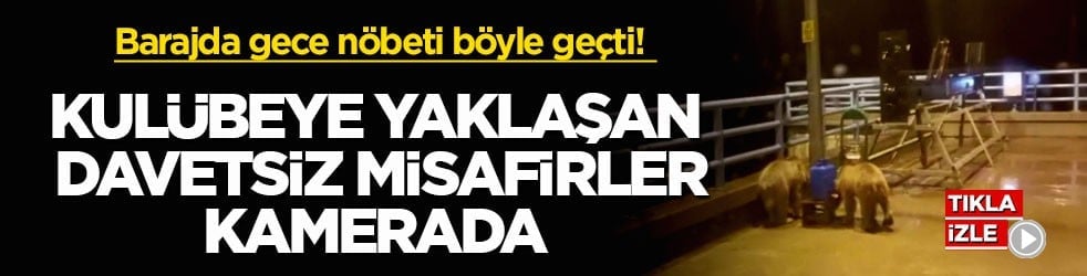 Barajda gece nöbeti böyle geçti! Kulübeye yaklaşan davetsiz misafirler kamerada