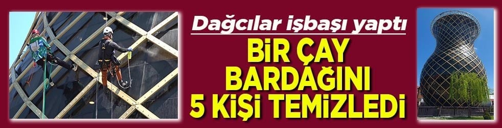 Bir çay bardağını 5 kişi temizledi