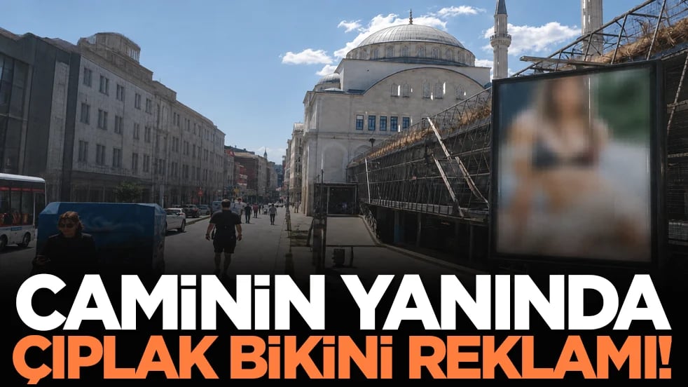 Caminin önünde çıplak bikini reklamı!