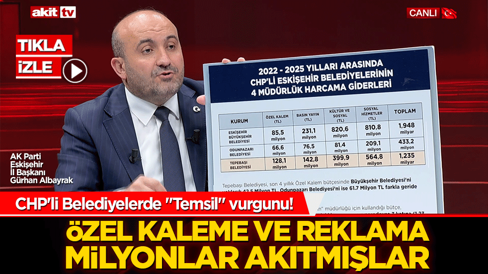 CHP'li Belediyelerde 'Temsil' Vurgunu! Özel Kaleme ve Reklama Milyonlar Akıtmışlar!