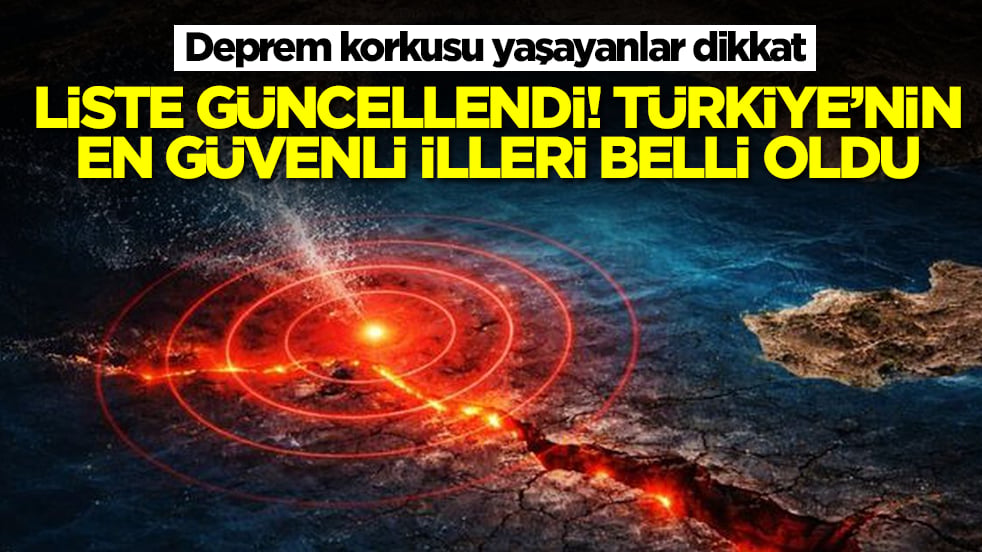 Deprem korkusu yaşayanlar dikkat! Liste güncellendi, işte Türkiye'nin en güvenli illeri