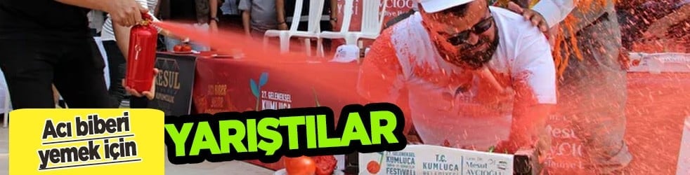 En fazla acı biberi yemek için yarışmacılar ayran içip, domates yedi! 3 dakikada 474 gram acı biber yedi