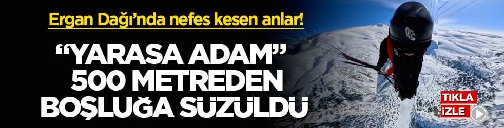 Ergan Dağı’nda nefes kesen anlar! "Yarasa Adam" 500 metreden boşluğa süzüldü