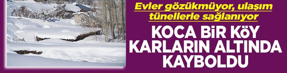 Evler gözükmüyor, ulaşım tünellerle sağlanıyor Koca bir köy karlar altında kayboldu
