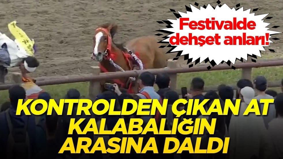 Festivalde dehşet anları! Kontrolden çıkan at kalabalığın arasına daldı