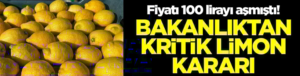Fiyatı 100 lirayı aşmıştı! Bakanlıktan kritik limon kararı