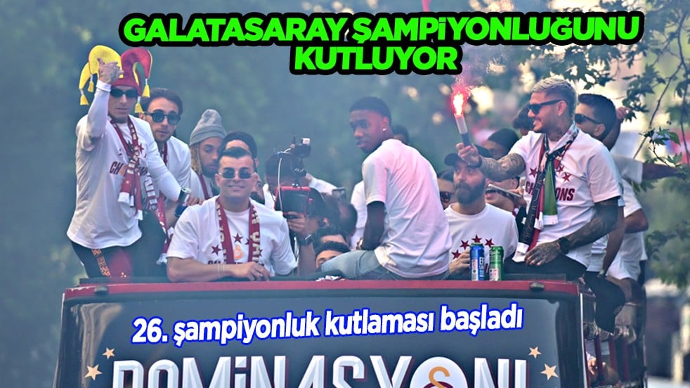 Galatasaraylı futbolcular, şampiyonluk kutlamaları için RAMS Park'a hareket etti
