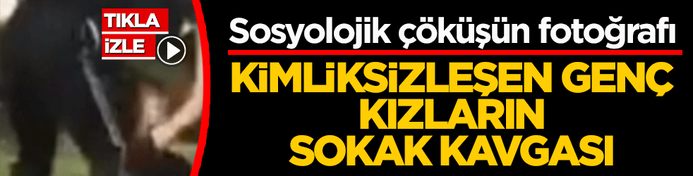 Genç kızlar sokak ortasında saç saça baş başa kavga etti