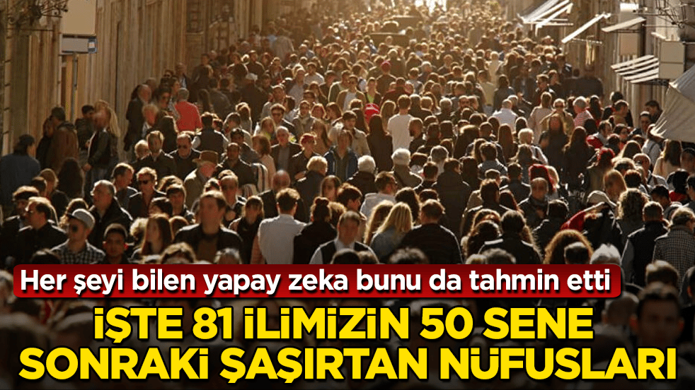 Her şeyi bilen yapay zeka bunu da tahmin etti: İşte 81 ilimizin 50 sene sonraki şaşırtan nüfusları