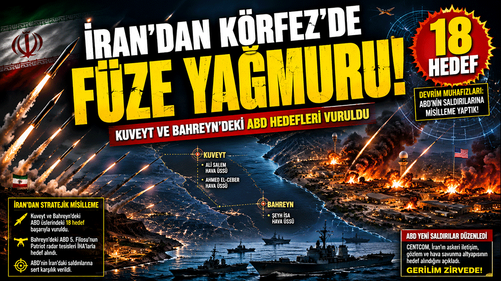İran'dan Körfez'de ABD üslerine füze yağmuru! Kuveyt ve Bahreyn’de 18 hedef vuruldu