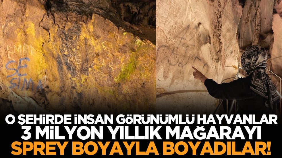 O şehirde insan görünümlü hayvanlar 3 milyon yıllık mağarayı sprey boyayla boyadılar!
