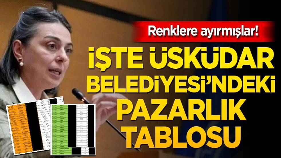 Renklere ayırmışlar! İşte Üsküdar Belediyesi’ndeki pazarlık tablosu