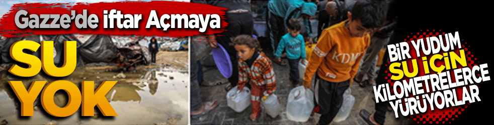 Siyonist İsrail’den Gazze’de su zulmü: Çocuklar bir yudum su için kilometrelerce yürüyor!