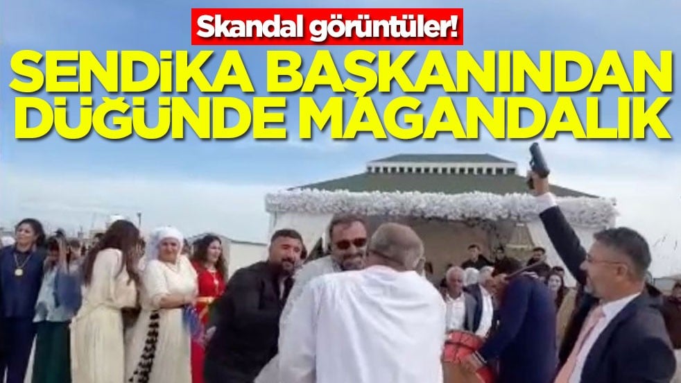 Skandal görüntüler! Sendika başkanından düğünde magandalık
