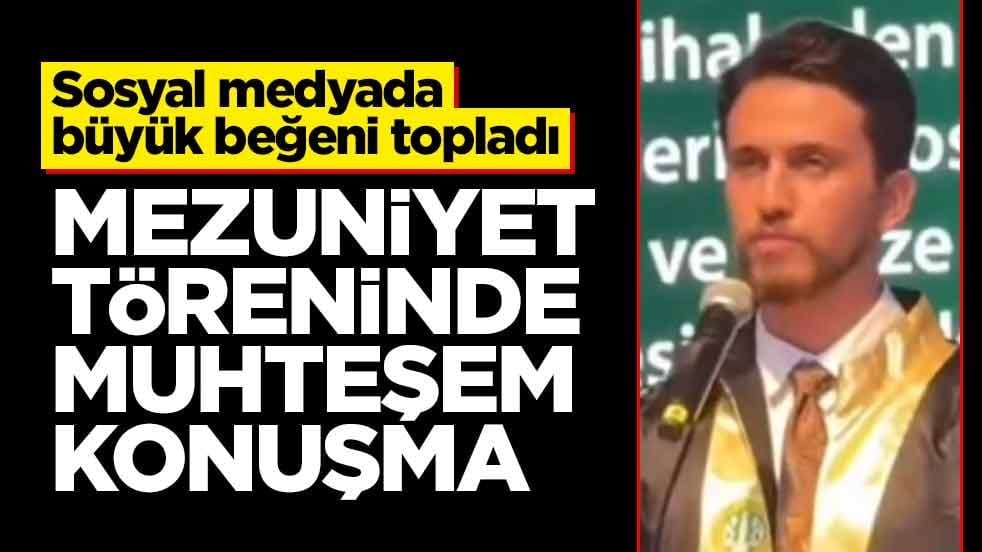 Sosyal medyada büyük beğeni topladı! Mezuniyet töreninde muhteşem konuşma