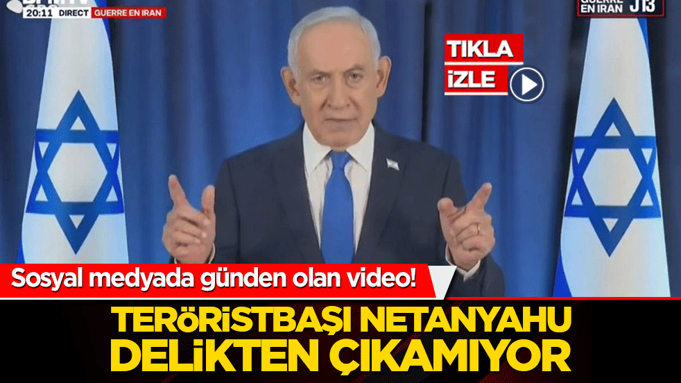 Sosyal medyada günden olan video! Teröristbaşı Netanyahu delikten çıkamıyor