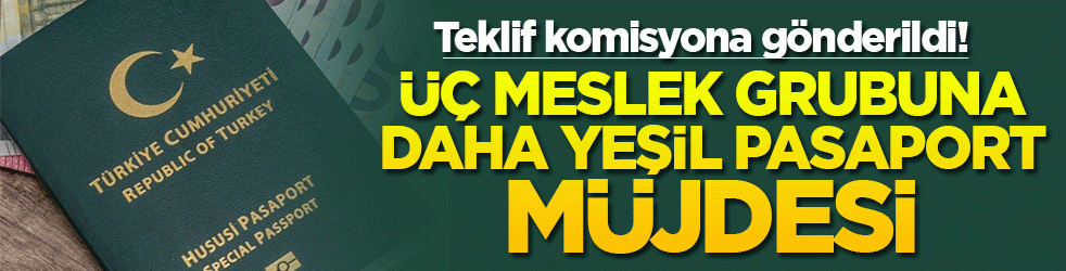 Teklif komisyona gönderildi! Üç meslek grubuna daha yeşil pasaport müjdesi