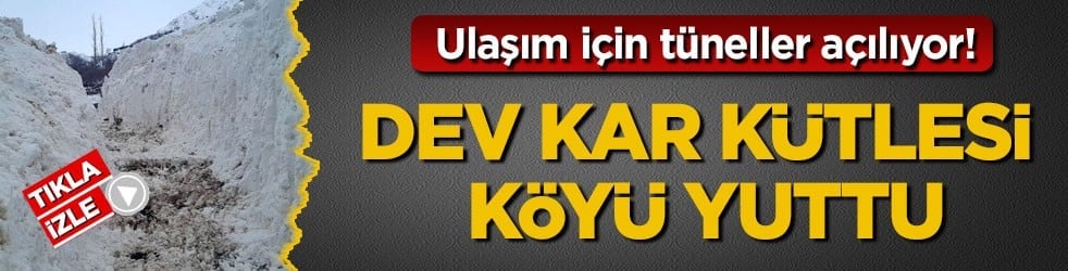 Ulaşım için tüneller açılıyor! Dev kar kütlesi köyü yuttu
