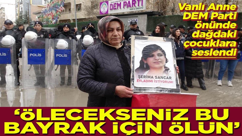 Vanlı Anne DEM Parti önünde dağdaki çocuklara seslendi ‘Ölecekseniz bu bayrak için ölün’