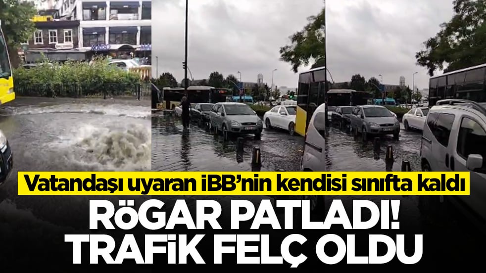 Vatandaşı uyaran İBB’nin kendisi sınıfta kaldı: Rögar patladı, trafik felç oldu