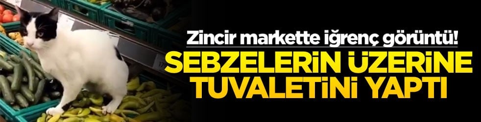 Zincir markette iğrenç görüntü! Sebzelerin üzerine tuvaletini yaptı