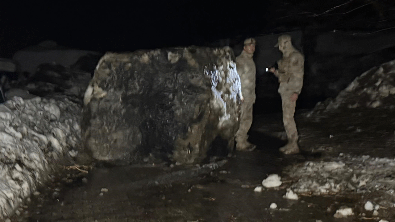 Felaketin eşiğinden dönüldü: Dev kayalar köye yuvarlandı, 15 ev tahliye edildi, 30 hayvan telef oldu