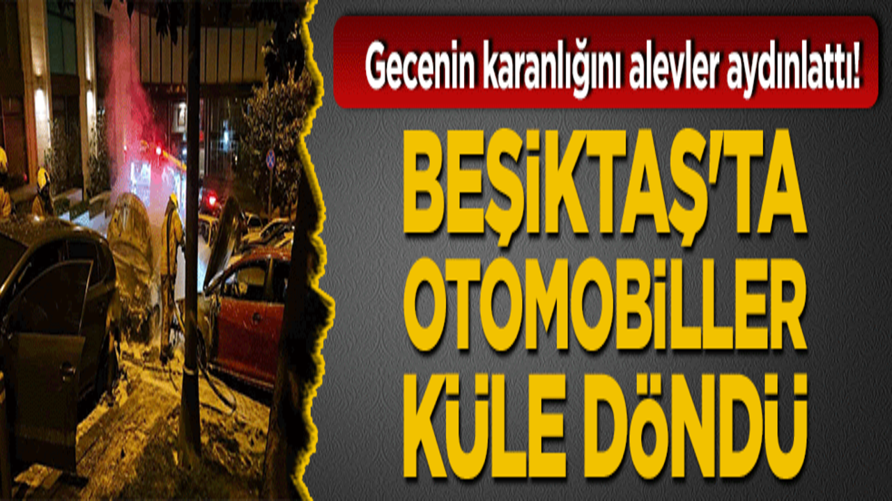 Gecenin karanlığını alevler aydınlattı! Beşiktaş'ta otomobiller küle döndü