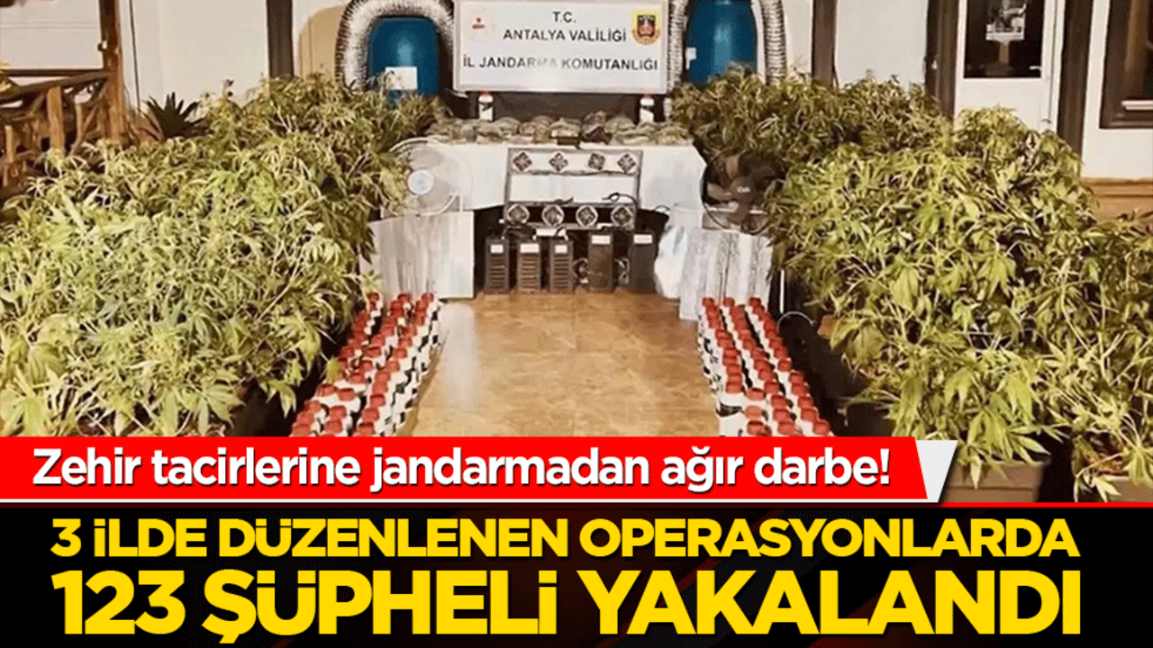 Zehir tacirlerine jandarmadan ağır darbe! 3 ilde düzenlenen operasyonlarda 123 şüpheli yakalandı