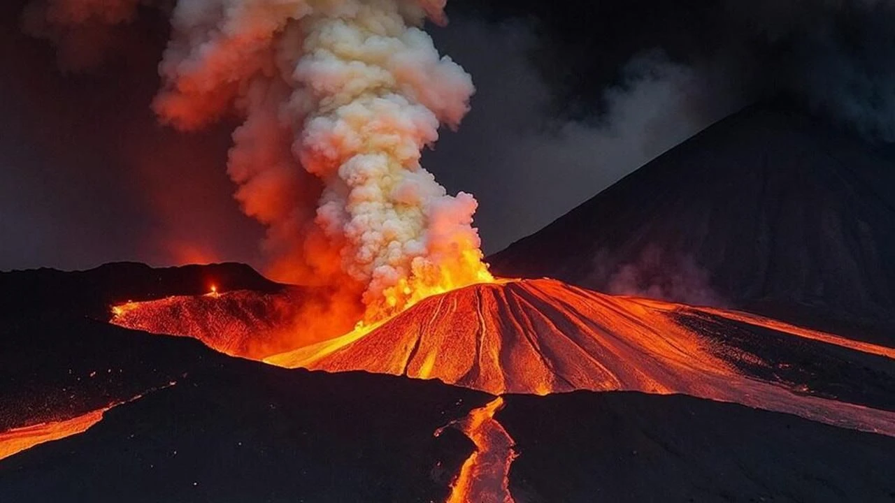 Feci son: Helikopter yanardağın içine düştü!