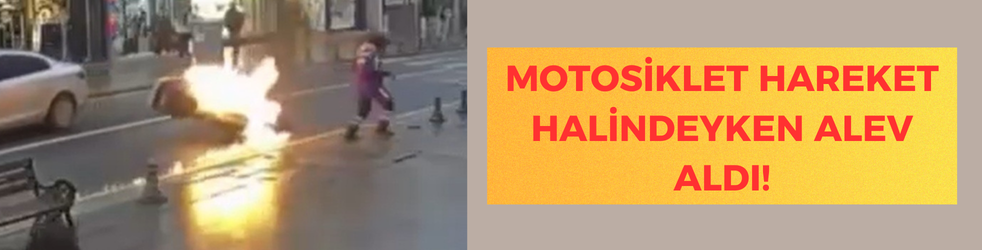Çorlu'da Seyir Halinde Alev Alan Motosiklet Güvenlik Kamerasında