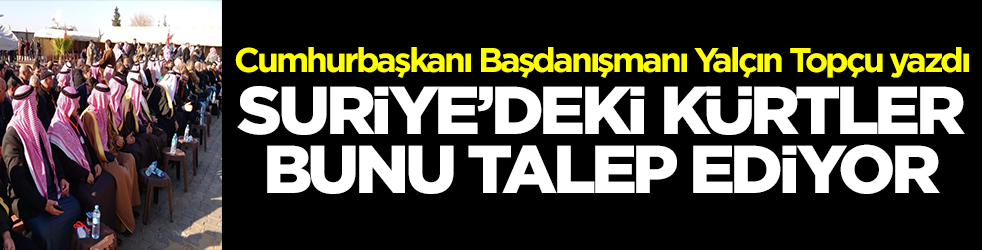 Cumhurbaşkanı Başdanışmanı Yalçın Topçu yazdı: Suriye'deki Kürtler bunu talep ediyor