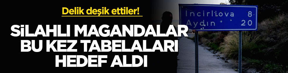 Delik deşik ettiler! Silahlı magandalar bu kez tabelaları hedef aldı