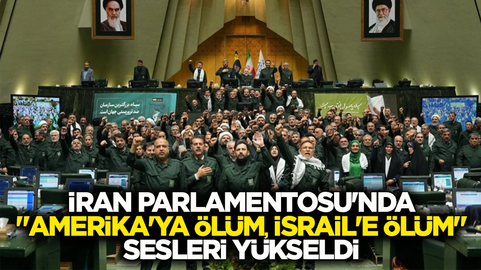 İran Parlamentosu'nda milletvekilleri askeri üniforma giydi! "Amerika'ya Ölüm, İsrail'e Ölüm" sloganları atıldı