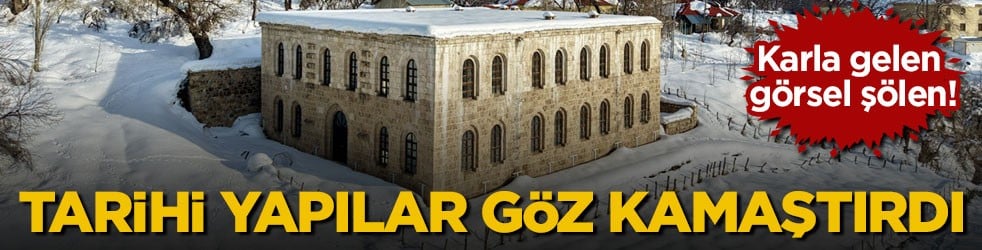 Karla gelen görsel şölen! Tarihi yapılar göz kamaştırdı