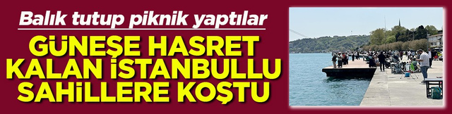 Balık tutup piknik yaptılar G&uuml;neşe hasret kalan İstanbullu sahillere koştu